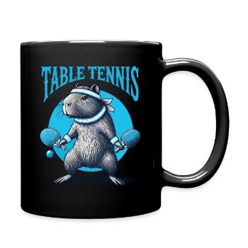 Capybara Lustiges Tischtennis Abenteurer - Tasse einfarbig - Schwarz - Rechts