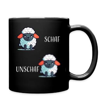 Schaf Unschaf lustiges cooles Geschenk - Tasse einfarbig - Schwarz - Rechts