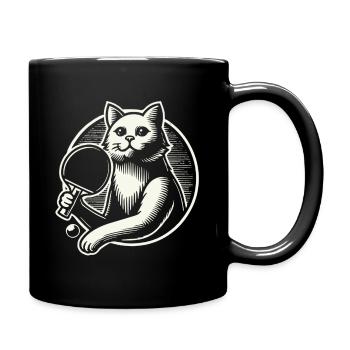 Niedliche Katze Spielt Tischtennis Kunst - Tasse einfarbig - Schwarz - Rechts