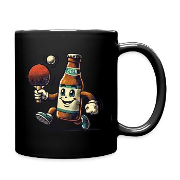 Bierflasche Tischtennis Lustiger Spaß - Tasse einfarbig - Schwarz - Rechts