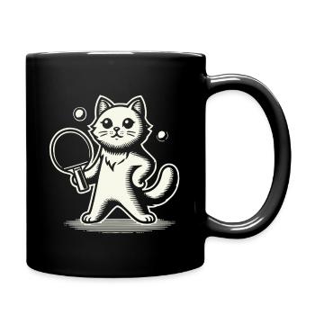 Chat mignon jouant au ping-pong - Mug uni - noir - Droite