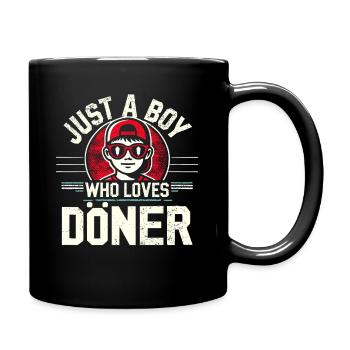 Döner Kebab Kebap Just A Boy Who Loves Döner - Tasse einfarbig - Schwarz - Rechts