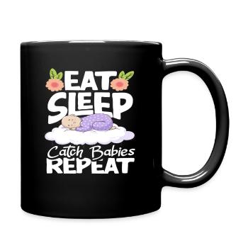Midwife Eat Sleep Catch Babies Repeat - Full Colour Mug - black - Right