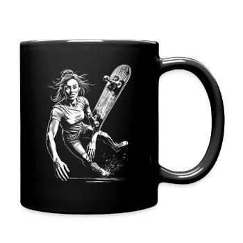 Chaos und Action: Taffes Skater-Girl-Shirt - Tasse einfarbig - Schwarz - Rechts