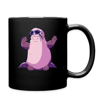 Phoque avec des lunettes de soleil - Créature marine cool sur une photo - Mug uni - noir - Droite