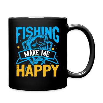 La pêche me rend heureux - Mug uni - noir - Droite