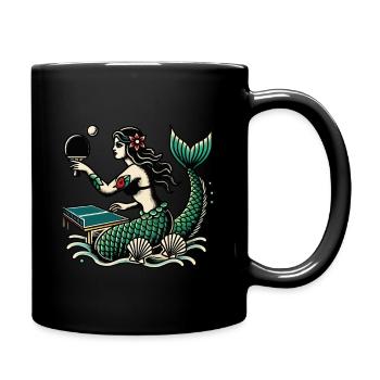 Tennis de table rétro tatouage style sirène design - Mug uni - noir - Droite