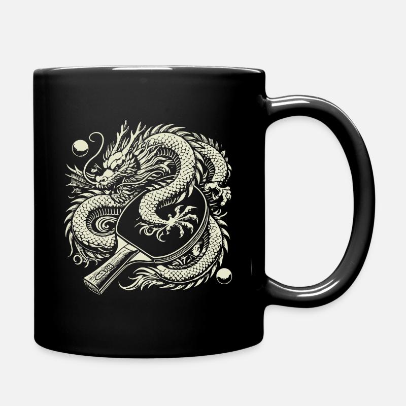 Drachen Und Tischtennisschläger Kunstvolles Motiv - Tasse einfarbig - Schwarz