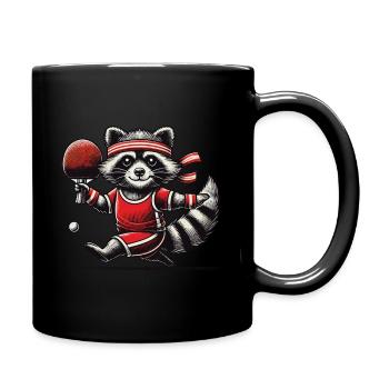 Tischtennis Waschbär Sportlich Süß - Tasse einfarbig - Schwarz - Rechts