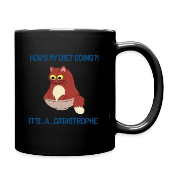Katze T-Shirt - Tasse einfarbig - Schwarz - Rechts