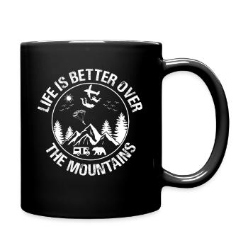 Life Is Better Over The Mountains Freefalling - Full Colour Mug - black - Right