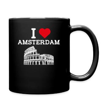 I love Amsterdam Colosseum Heart Flagge Niederlande - Tasse einfarbig - Schwarz - Rechts