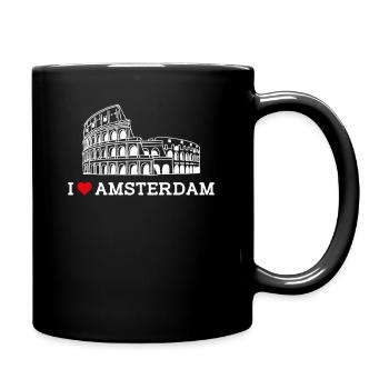 I Love Amsterdam Kolosseum Niederlande Herz Flagge - Tasse einfarbig - Schwarz - Rechts
