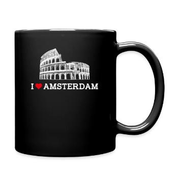 I Love Amsterdam Niederlande Herz Flagge Kolosseum - Tasse einfarbig - Schwarz - Rechts