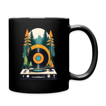 Retro Music Scene Turntable Forest Design - Full Colour Mug - black - Right