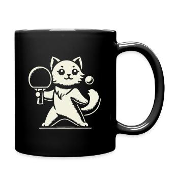 Cute Cat Playing Table Tennis Joy - Full Colour Mug - black - Right
