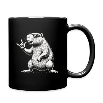 Fun Heavy Metal Festival Capybara - Full Colour Mug - black - Right