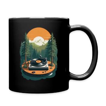 Musik Streetwear Outfit Plattenspieler Natur - Tasse einfarbig - Schwarz - Rechts
