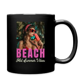 Beach Retro Look Summer Rockabilly Pin-up Girl - Full Colour Mug - black - Right