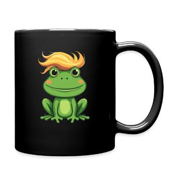 I know where the frog has the curls funny hair - Full Colour Mug - black - Right