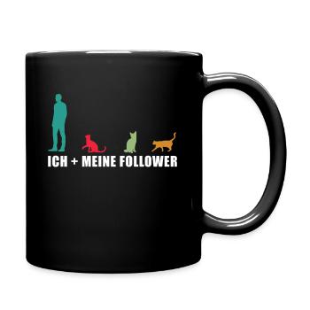 Ich meine Follower Katze Mann Katzen liebhaber - Tasse einfarbig - Schwarz - Rechts