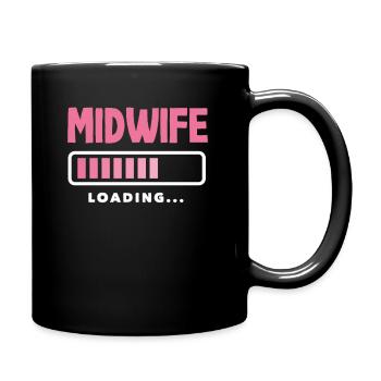 Hebamme Lädt... Vorfreude Pur - Tasse einfarbig - Schwarz - Rechts