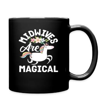 Midwives Are Magical Unicorn Flowers - Full Colour Mug - black - Right