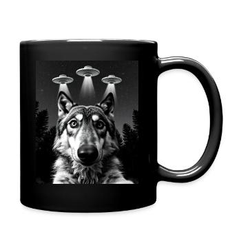 Ufo Lustiger Wolf - Tasse einfarbig - Schwarz - Rechts