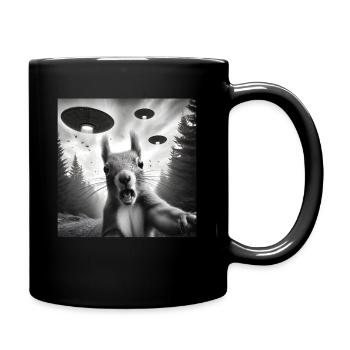 Squirrel Sci-Fi Funny Graphic Selfie with UFOs Wei - Full Colour Mug - black - Right