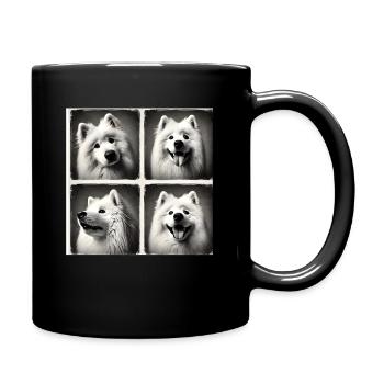 Samoyède mignon Selfie chapeaux Vintage Photo Shoot chien L - Mug uni - noir - Droite