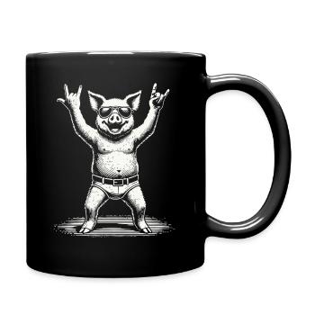 Rock Music Festival Pig Metal Concert Fun - Full Colour Mug - black - Right