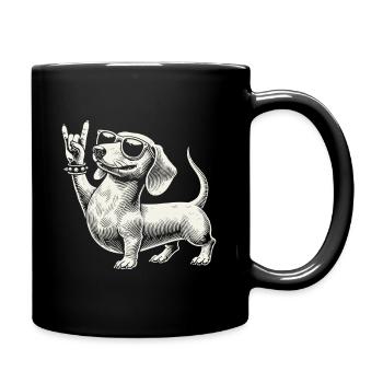 Cooler Dackel Rock Musik Heavy Metal Festival Spaß - Tasse einfarbig - Schwarz - Rechts