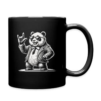 Retro Rock Music Panda With Sunglasses - Full Colour Mug - black - Right