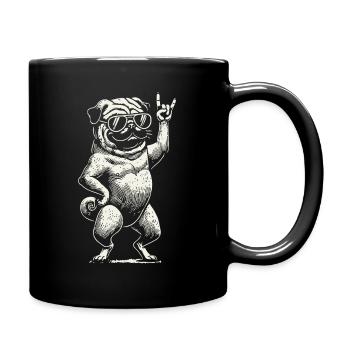 Rock Music Pug Heavy Metal Festival Design - Full Colour Mug - black - Right