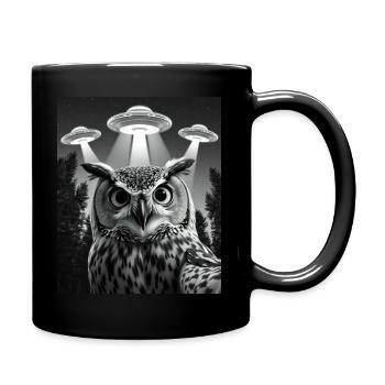 UFO Funny Owl - Full Colour Mug - black - Right