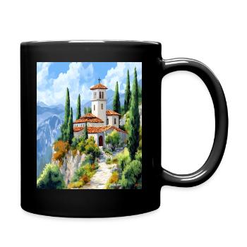 Greek Christian mountain church in summer - Full Colour Mug - black - Right