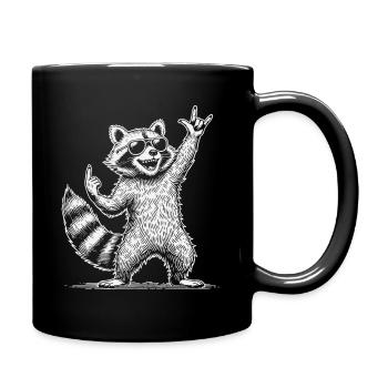 Funny Raccoon Heavy Metal Festival - Mug uni - noir - Droite