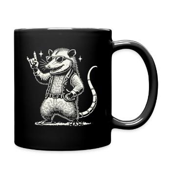 Lustiges Rock Musik Konzert Opossum Retro Stil - Tasse einfarbig - Schwarz - Rechts