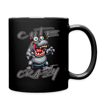 Cute but Crazy Nilpferd Comic Stil lustiges Motiv - Tasse einfarbig - Schwarz - Rechts