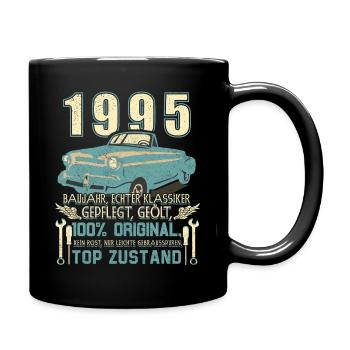 Baujahr 1995 Geboren, Geburtstag Jahrgang 1995 - Tasse einfarbig - Schwarz - Rechts