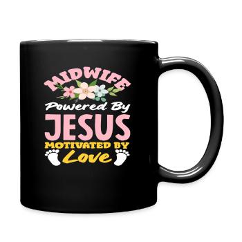 Midwife Driven by Jesus Love - Full Colour Mug - black - Right