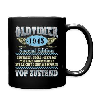 80. Geburtstag Oldtimer Jahrgang 1945 80 Jahre - Tasse einfarbig - Schwarz - Rechts