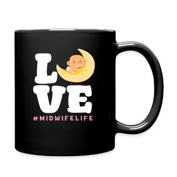 Dear Midwife #MidwifeLife Design - Full Colour Mug - black - Right