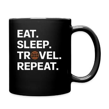 Eat Sleep Travel Repeat - Full Colour Mug - black - Right