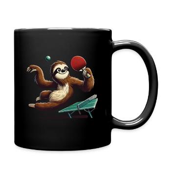 Table Tennis Fun Funny Sloth Cartoon - Full Colour Mug - black - Right