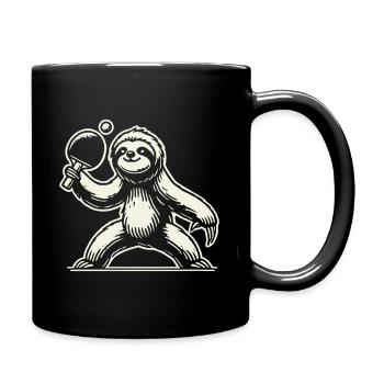 Faultier Tischtennis Spieler - Tasse einfarbig - Schwarz - Rechts