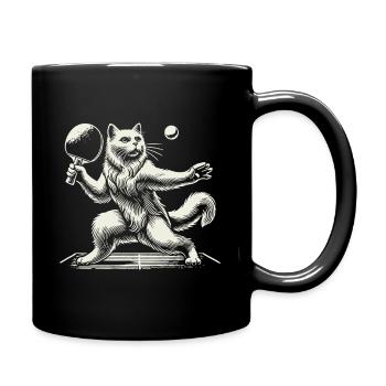 Cute cat playing table tennis - Full Colour Mug - black - Right