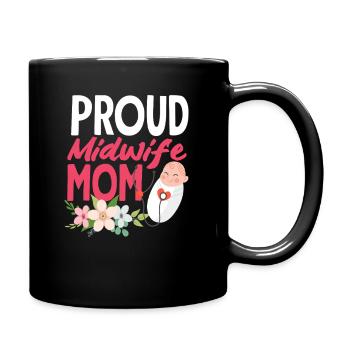 Proud Midwife Mom Flowers Love - Full Colour Mug - black - Right