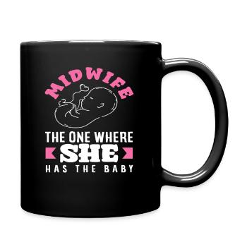 Midwife who has the baby - Full Colour Mug - black - Right