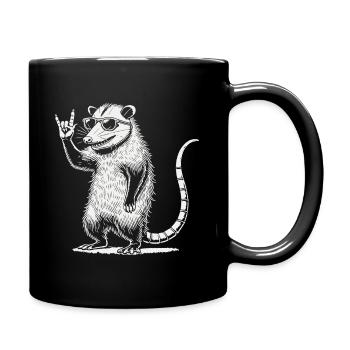 Funny Rock Music Festival Retro Opossum Design - Full Colour Mug - black - Right